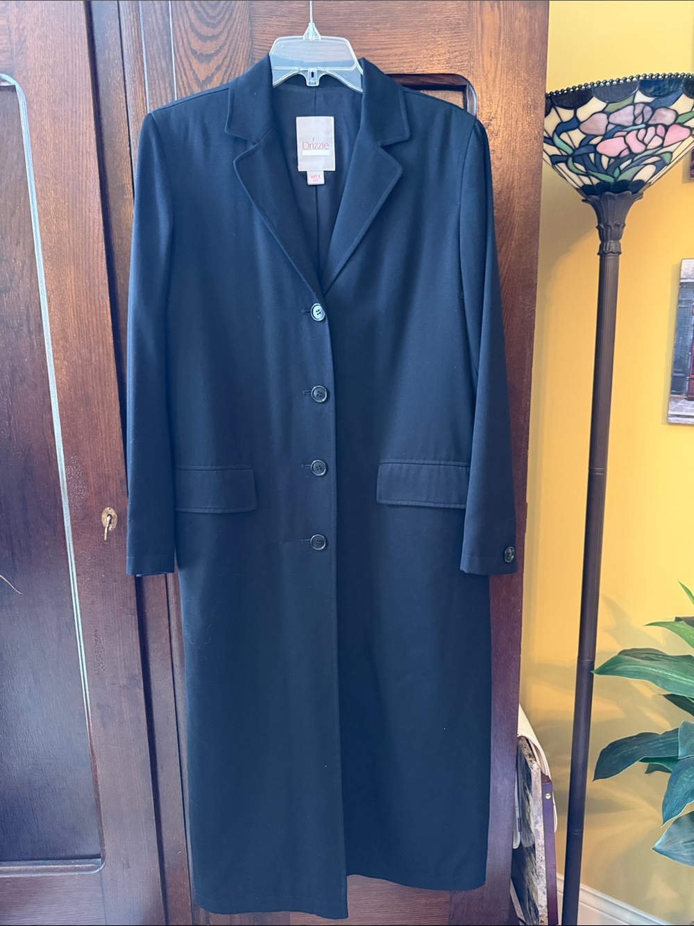 Drizzle Vintage Black Long Trench Coat